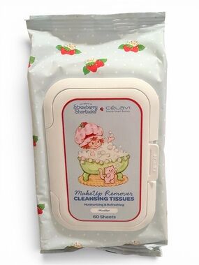 Strawberry Shortcake x Celavi Micellar Cleansing Wipes 60 Sheets New